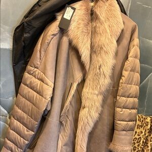 Baldinini NWT women’s genuine shearling/puffer jacket wGarment Cover